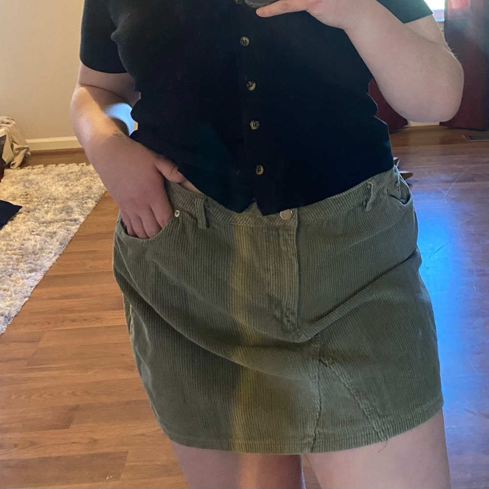Corduroy Button Skirt